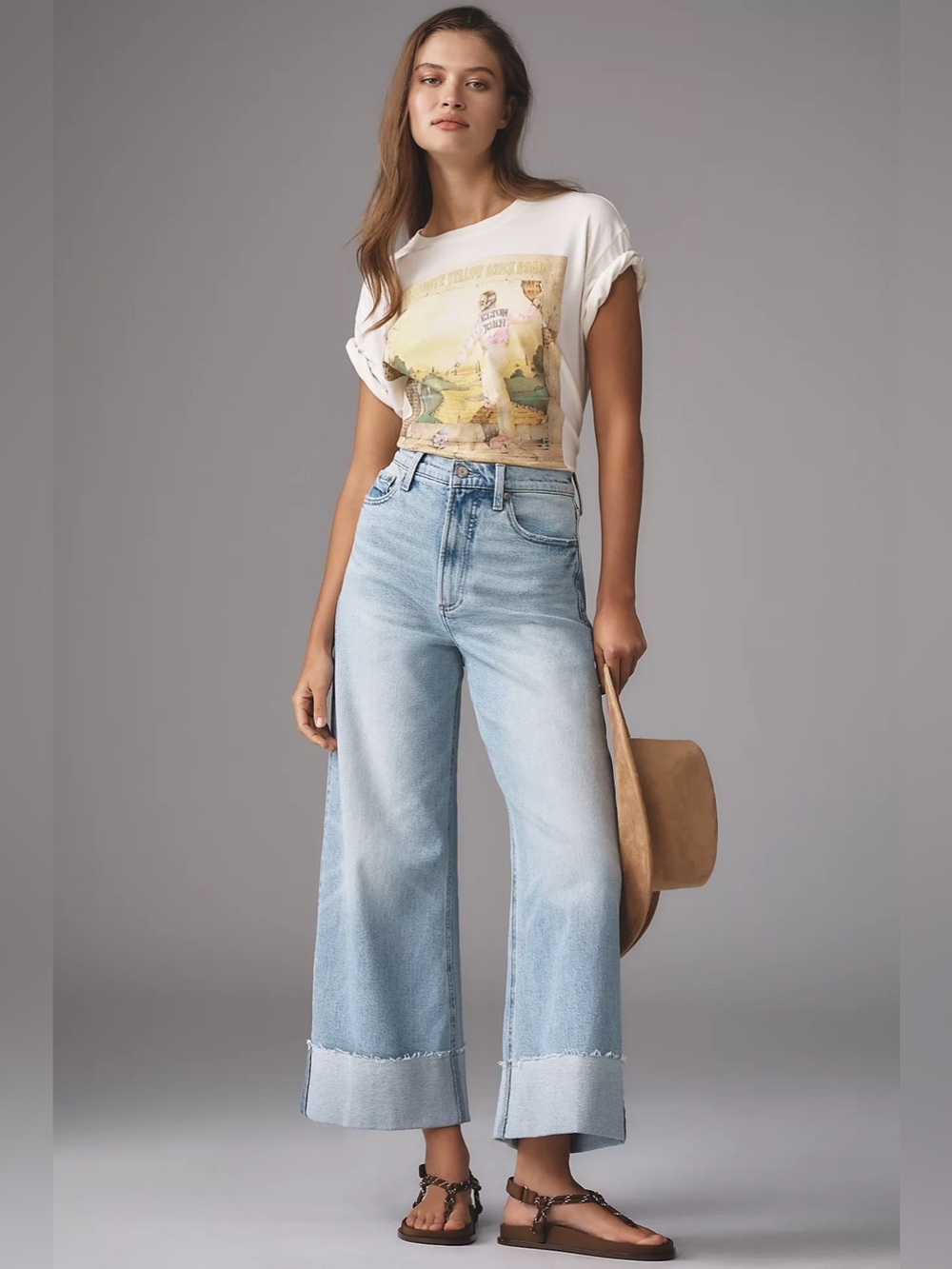 PISTOLA ANTHROPOLOGIE Wide Leg Cuffed Lana Jeans Size 28 VGUC